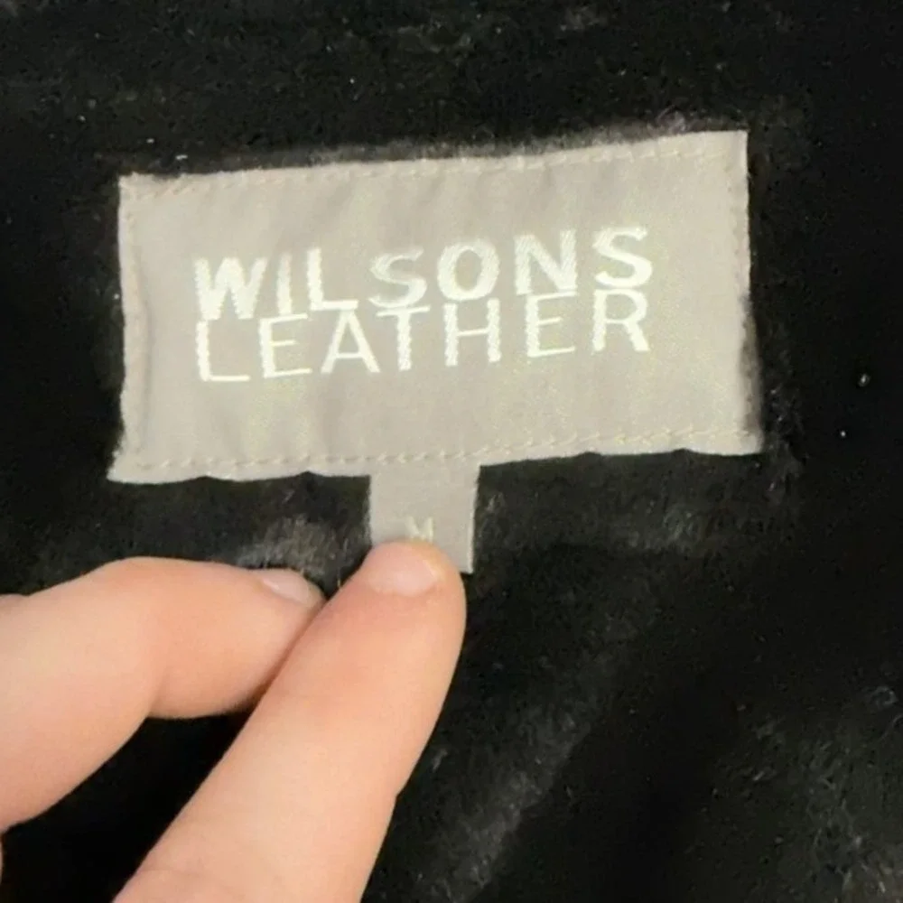 Wilsons Leather Womens Black Zip Front Belted Jacket Removable Faux Fur Lining M